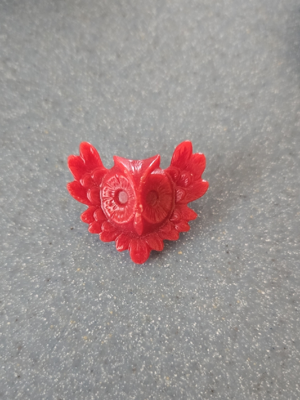 Vintage Red Owl Resin Brooch - Cute Floral Wing Pin